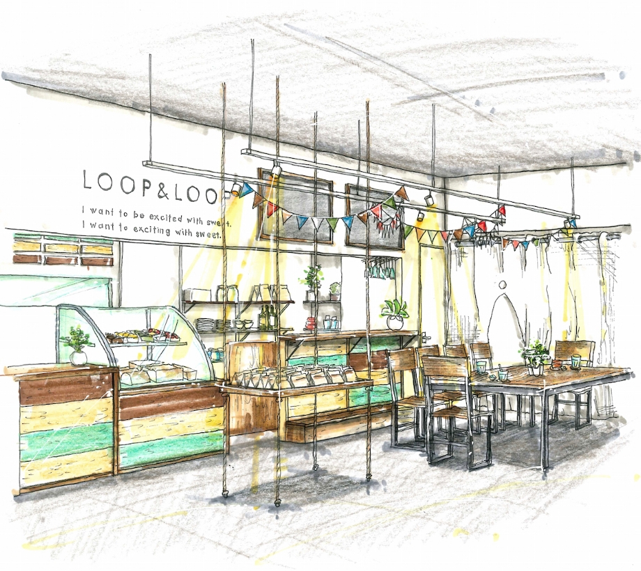 LOOP&LOOPのスイーツと店舗イメージ